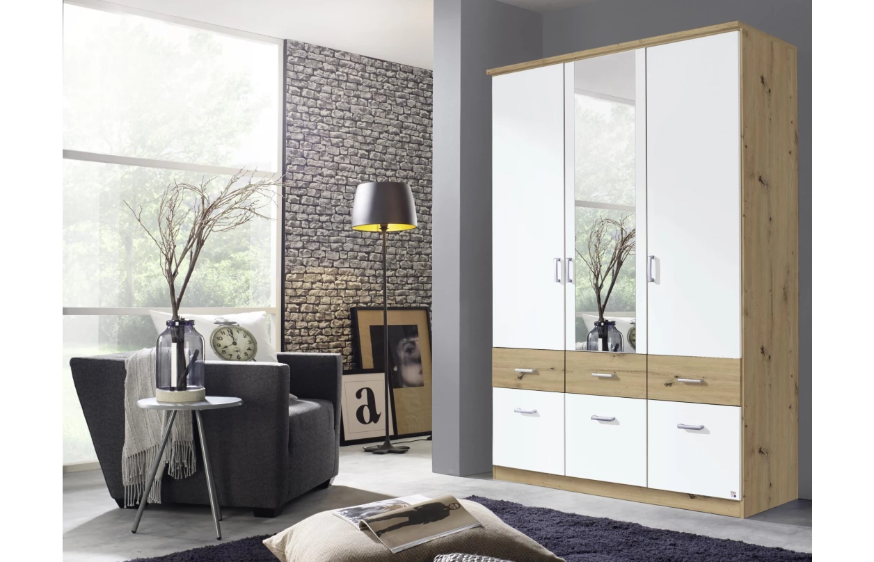 Šatníková skriňa Bremen, 91 cm, dub artisan/biela 33