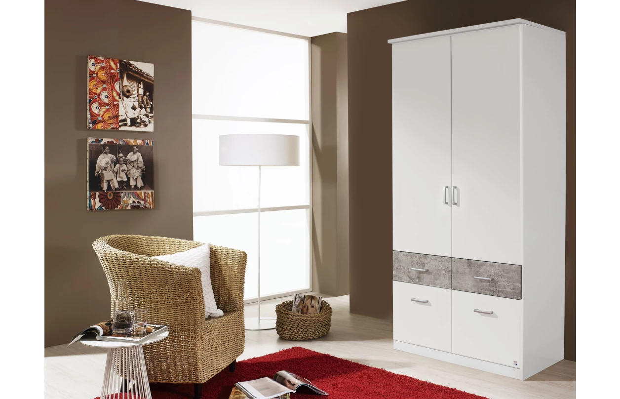 Šatníková skriňa so zrkadlom Bremen, 136 cm, dub artisan/biela 1