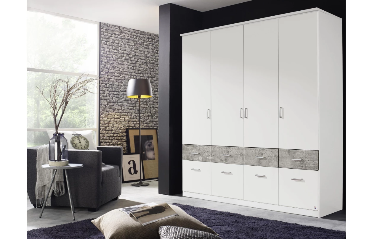 Šatníková skriňa so zrkadlom Bremen, 136 cm, dub artisan/biela 4