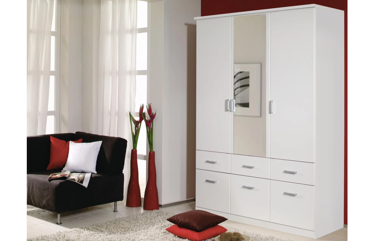 Šatníková skriňa so zrkadlom Bremen, 136 cm, dub artisan/biela 8