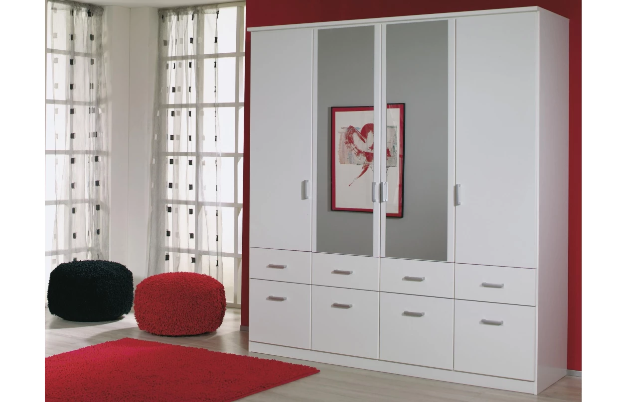 Šatníková skriňa so zrkadlom Bremen, 136 cm, dub artisan/biela 9