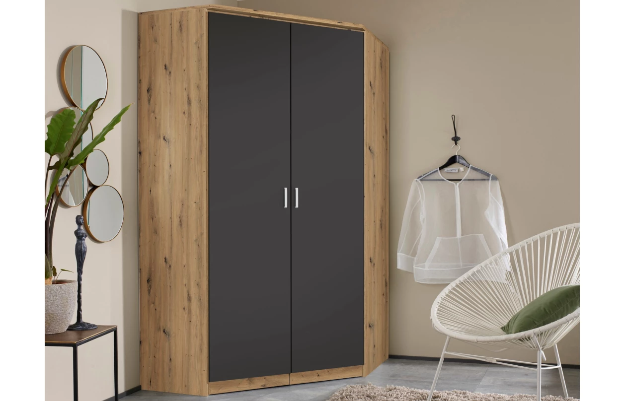 Šatníková skriňa so zrkadlom Bremen, 136 cm, dub artisan/biela 31