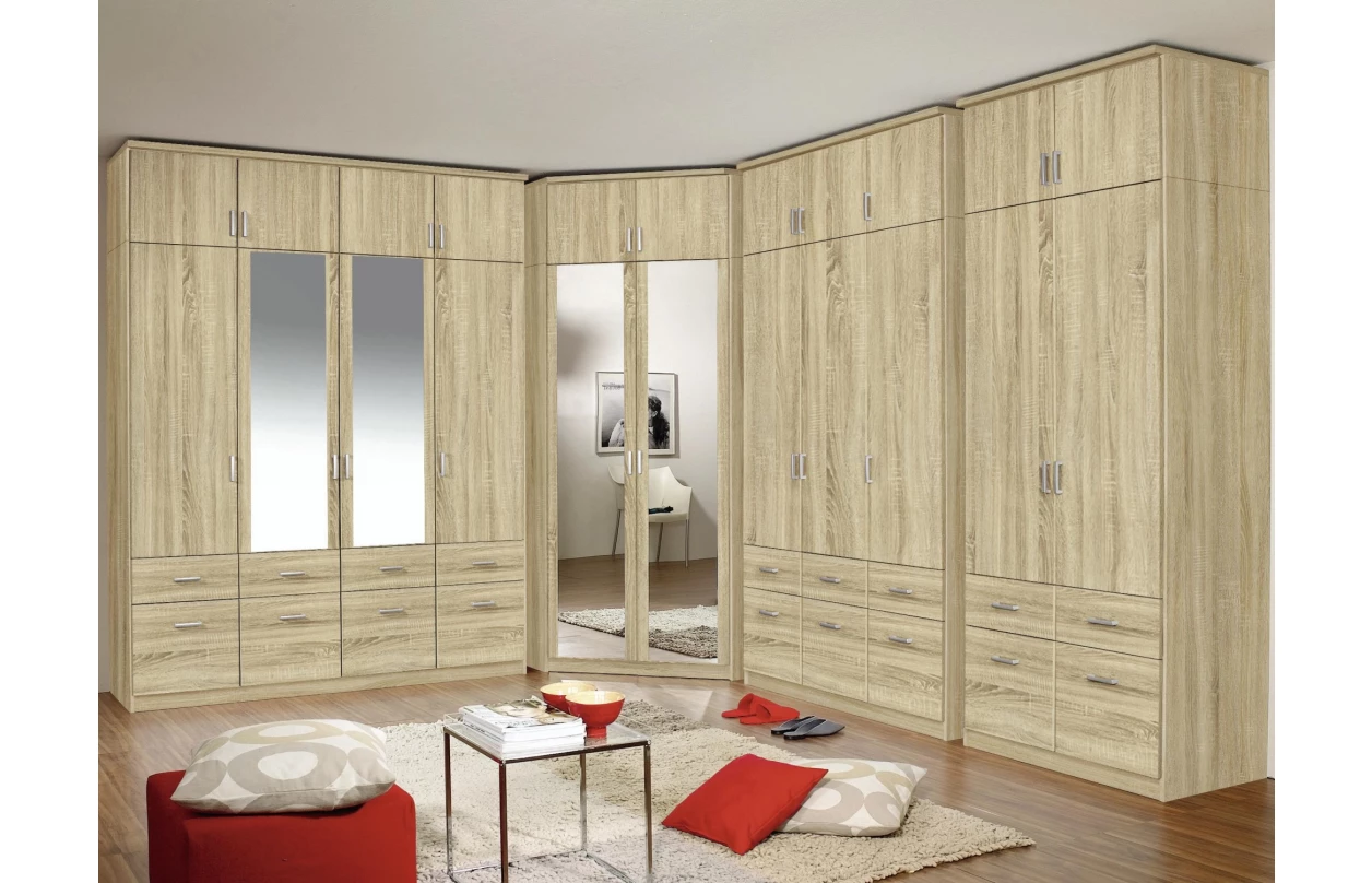 Šatníková skriňa so zrkadlom Bremen, 136 cm, dub artisan/biela 39