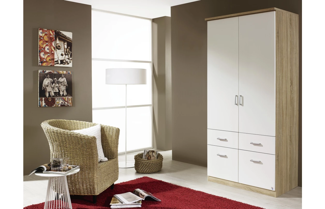 Šatníková skriňa so zrkadlom Bremen, 136 cm, dub artisan/biela 40