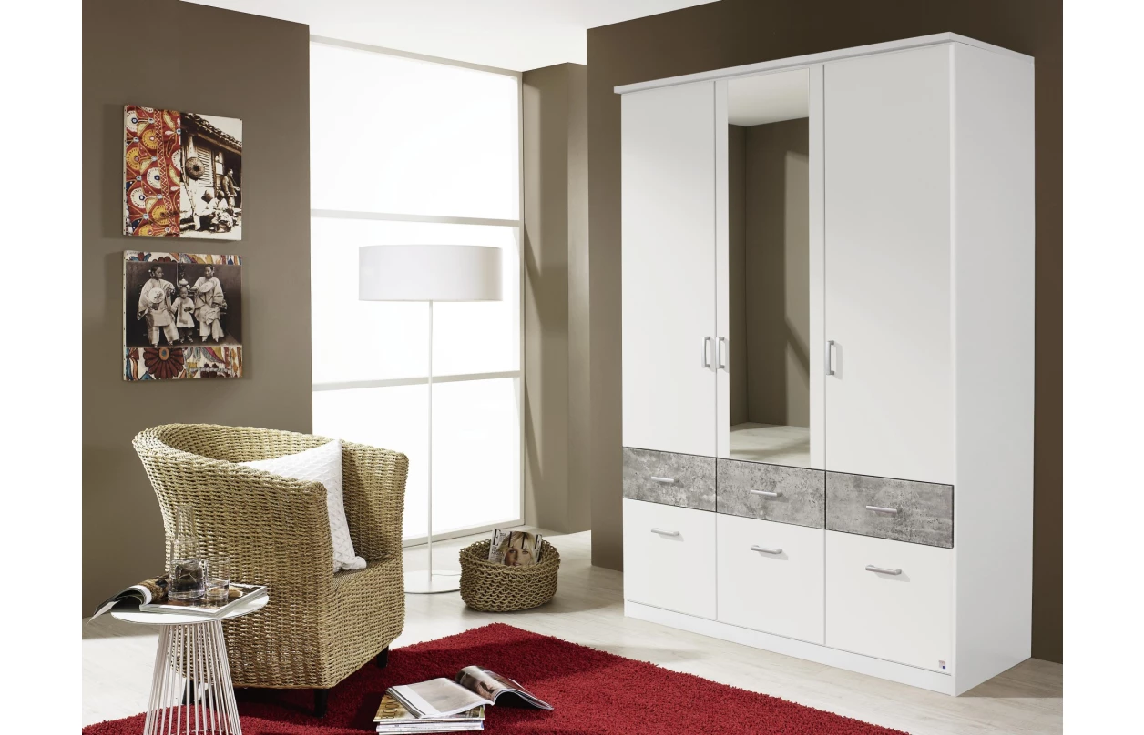 Šatníková skriňa so zrkadlami Bremen, 181 cm, dub artisan/biela 2