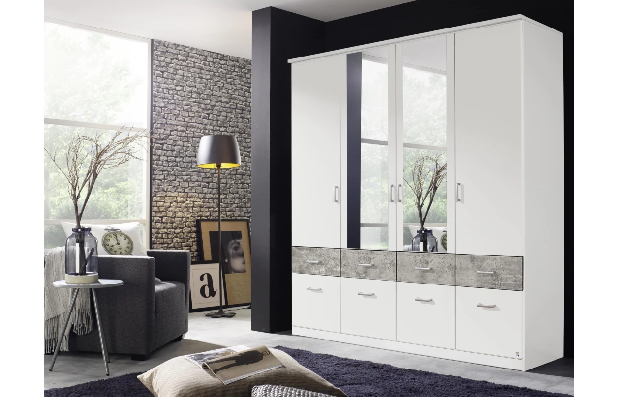 Šatníková skriňa so zrkadlami Bremen, 181 cm, dub artisan/biela 5