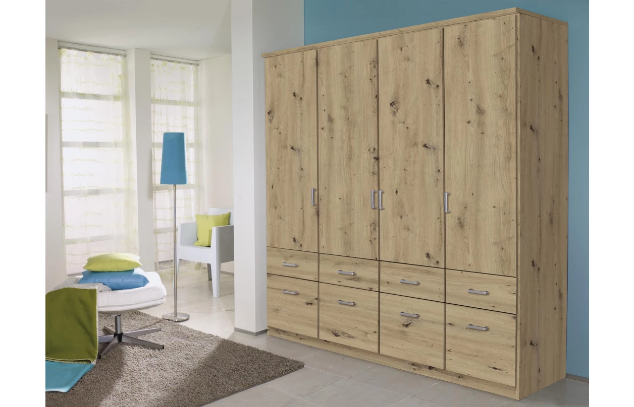 Šatníková skriňa so zrkadlami Bremen, 181 cm, dub artisan/biela 18