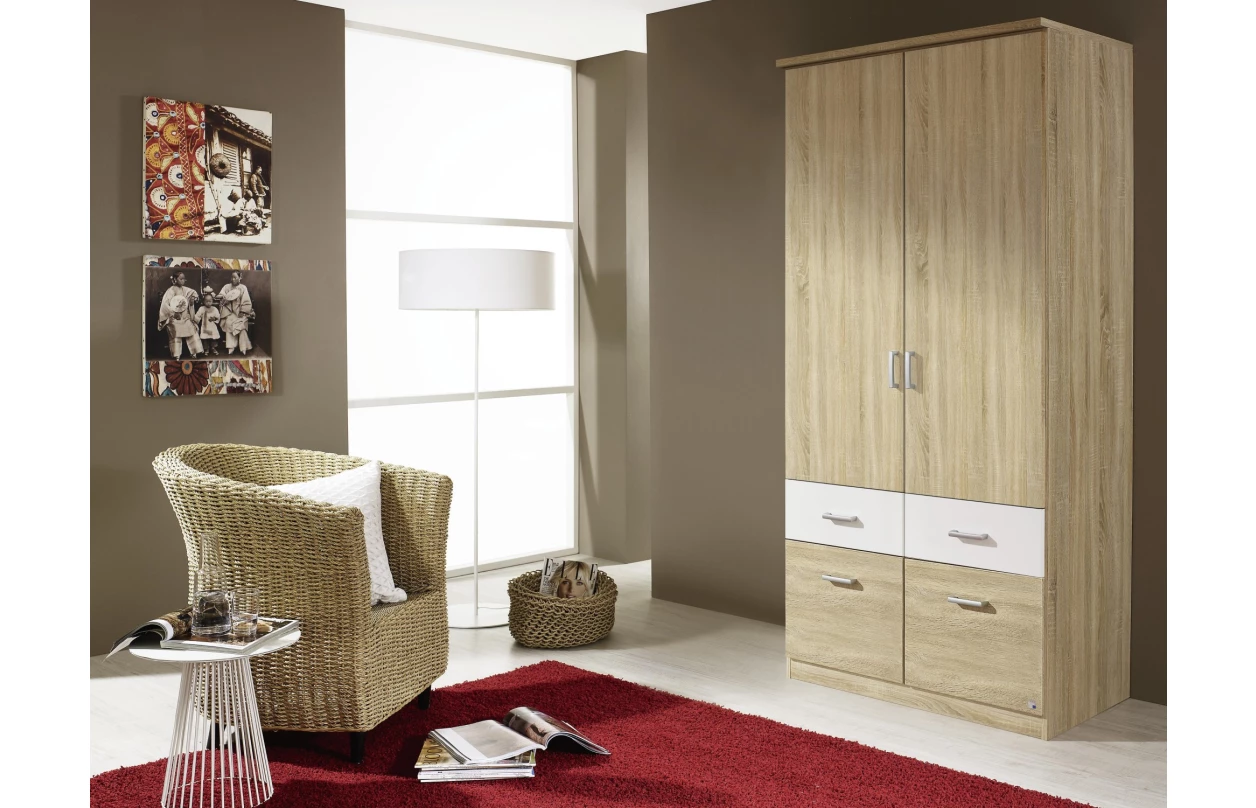 Šatníková skriňa so zrkadlami Bremen, 181 cm, dub artisan/biela 36