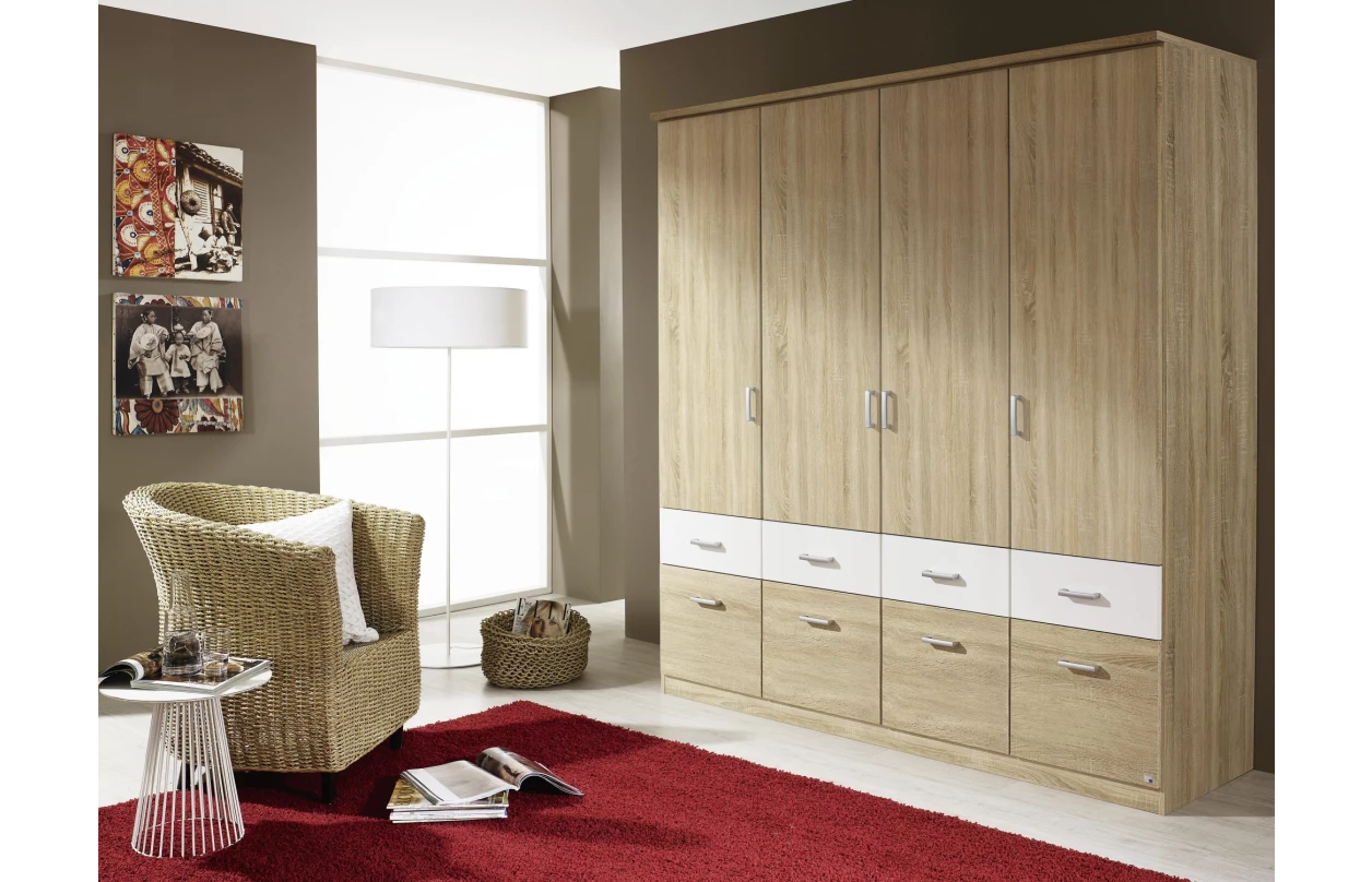 Šatníková skriňa so zrkadlami Bremen, 181 cm, dub artisan/biela 38