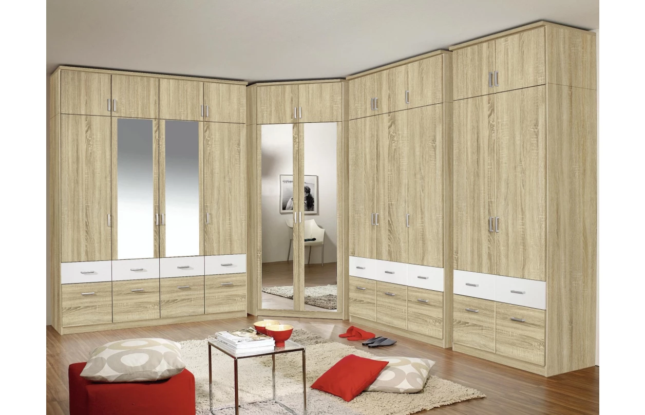 Šatníková skriňa so zrkadlami Bremen, 181 cm, dub artisan/biela 39