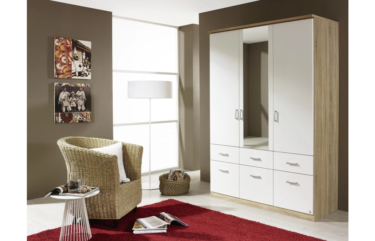 Šatníková skriňa so zrkadlami Bremen, 181 cm, dub artisan/biela 44