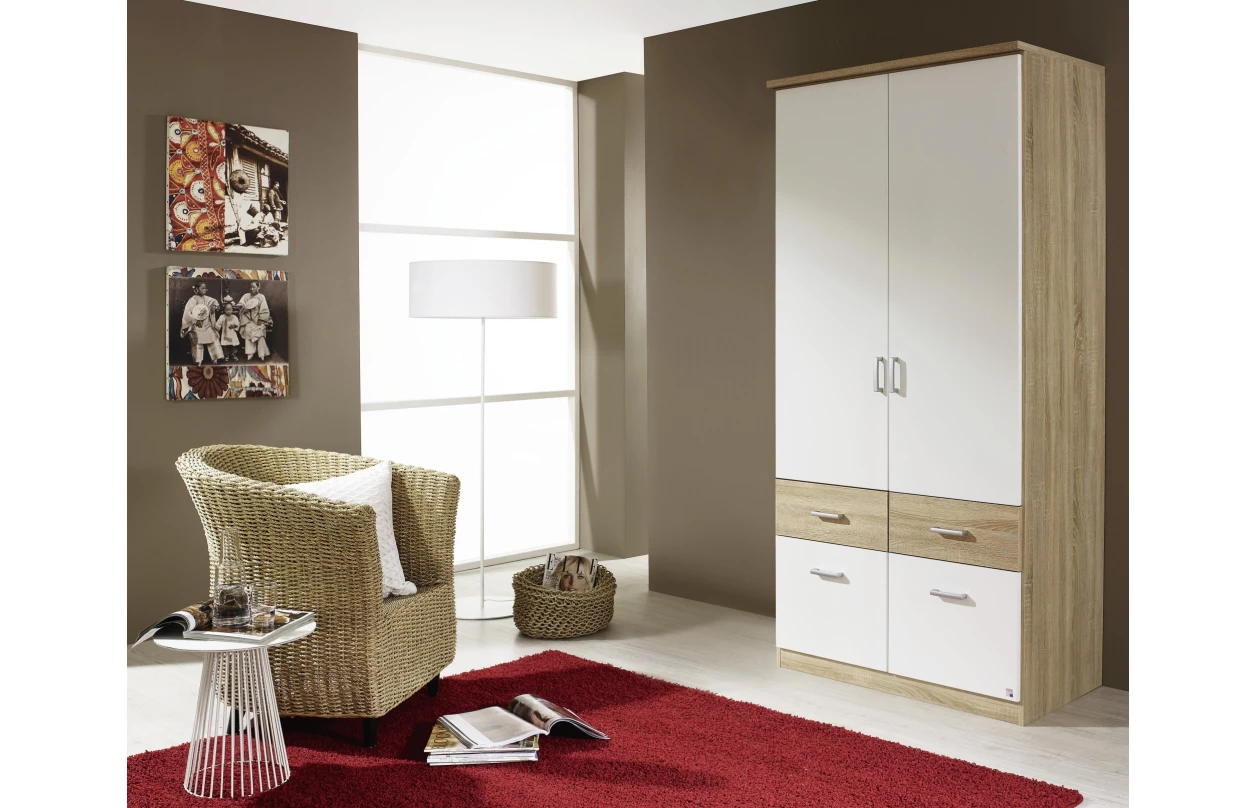 Šatníková skriňa so zrkadlami Bremen, 181 cm, dub artisan/biela 46