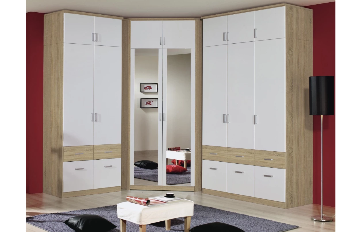 Šatníková skriňa so zrkadlami Bremen, 181 cm, dub artisan/biela 48