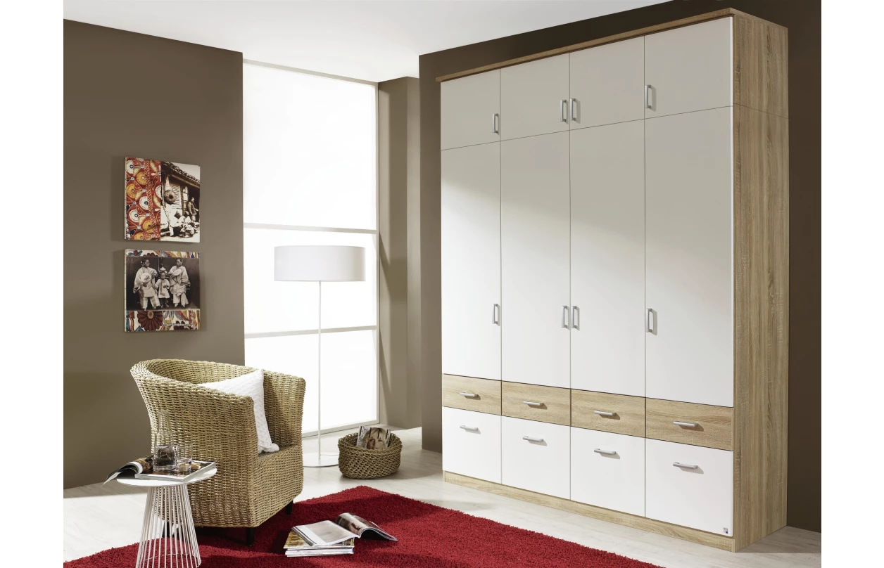 Šatníková skriňa so zrkadlami Bremen, 181 cm, dub artisan/biela 49