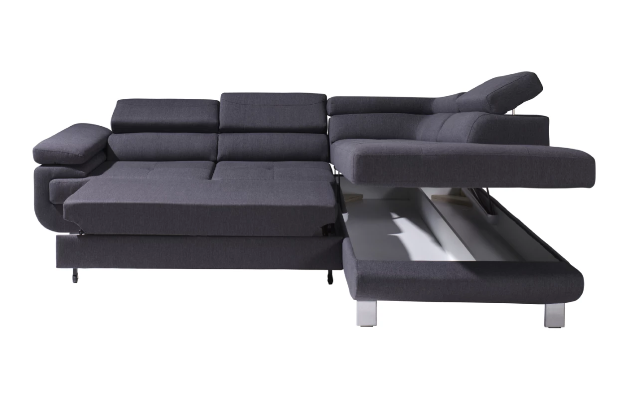 Rohová sedacia súprava Lotos, tmavo hnedá tkanina, ľavý roh