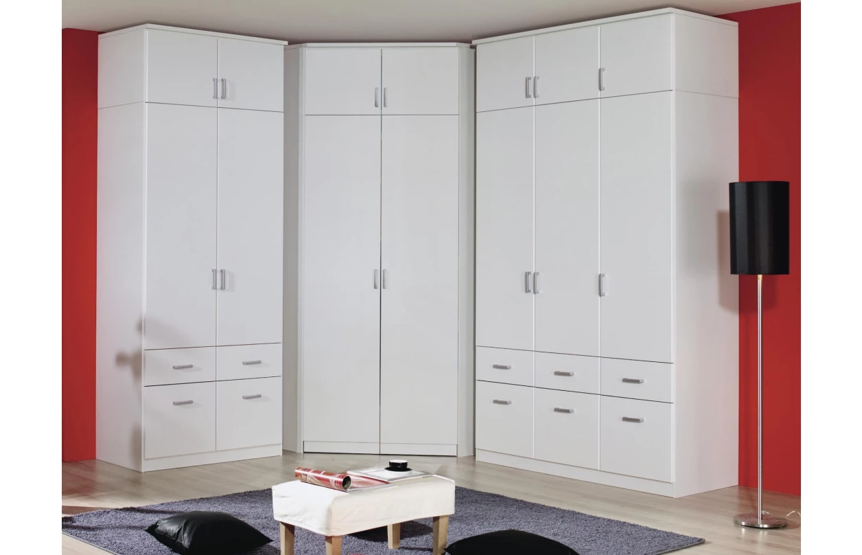 Rohová šatníková skriňa Bremen, dub artisan/biela 11