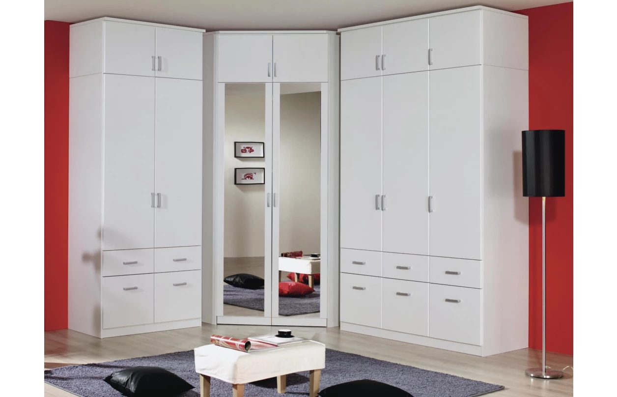 Rohová šatníková skriňa Bremen, dub artisan/biela 12