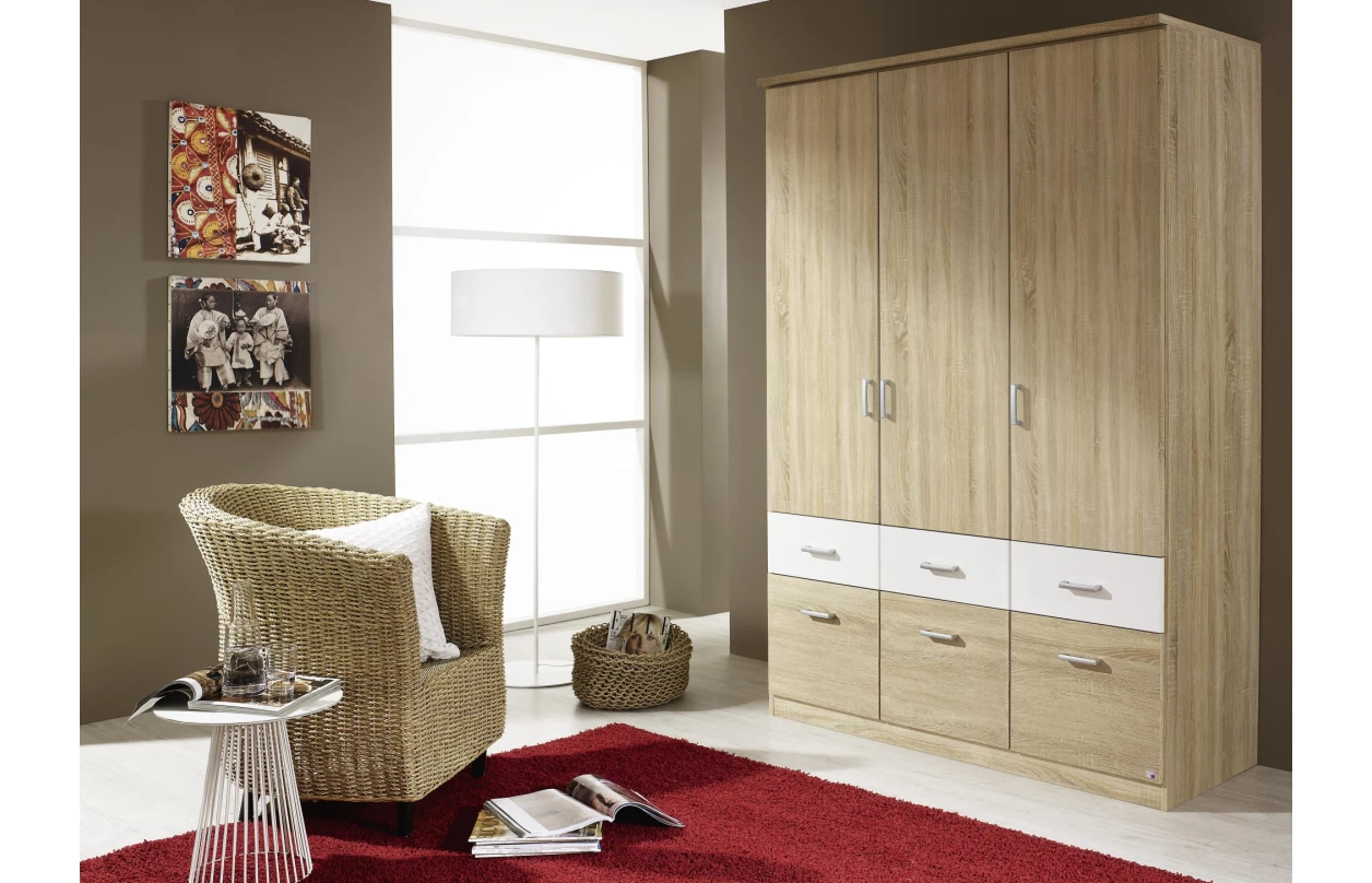 Rohová šatníková skriňa Bremen, dub artisan/biela 34