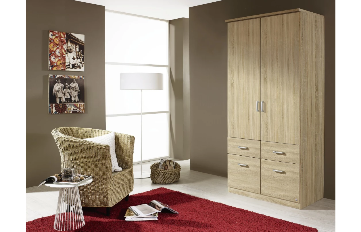 Rohová šatníková skriňa Bremen, dub artisan/biela 37