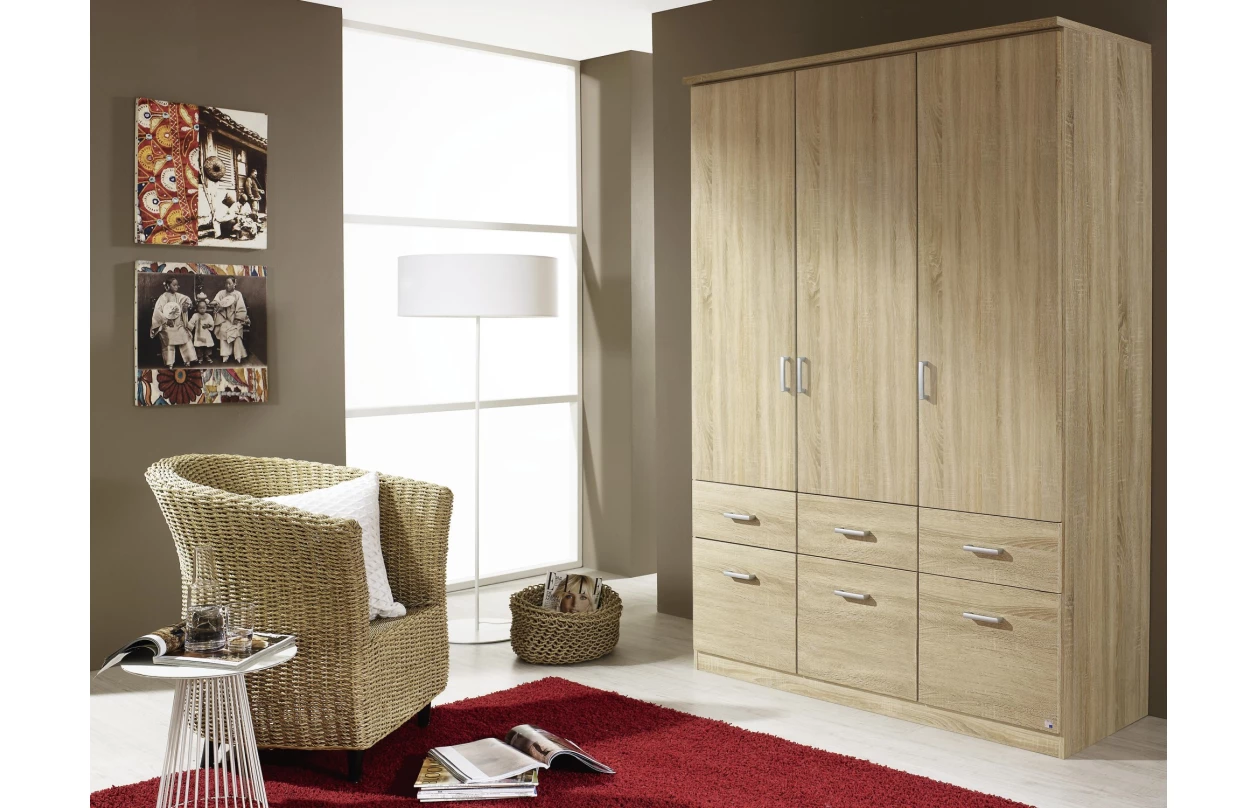 Rohová šatníková skriňa Bremen, dub artisan/biela 41