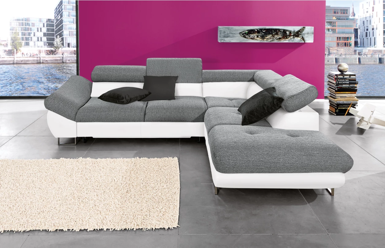 Rohová sedacia súprava Fabio, šedo-zelená látka, ľavý roh 2