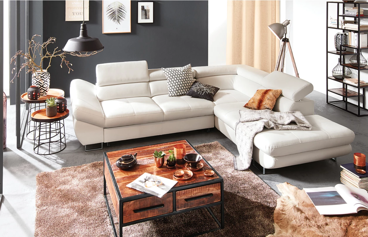 Rohová sedacia súprava Fabio, svetlo šedá látka, ľavý roh 1