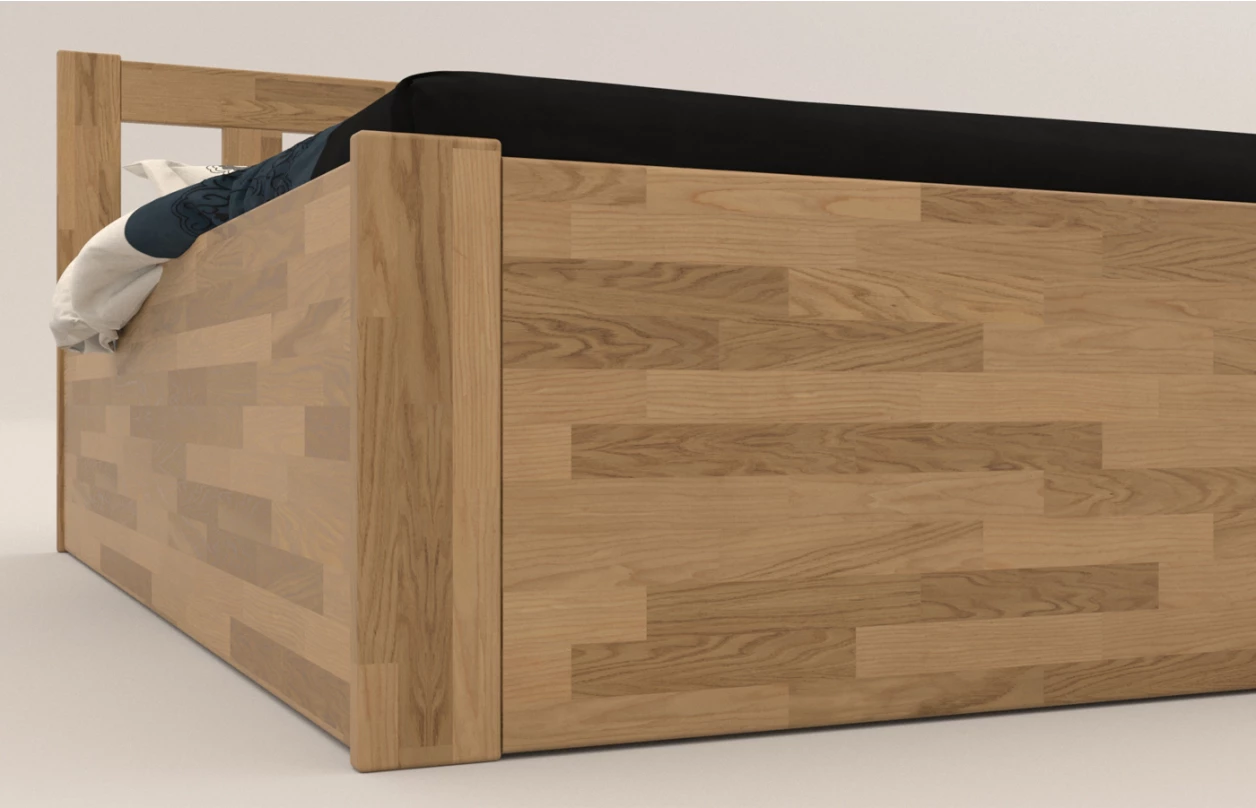 Posteľ s úložným priestorom Tema Box 180x200 cm, bielený buk 2