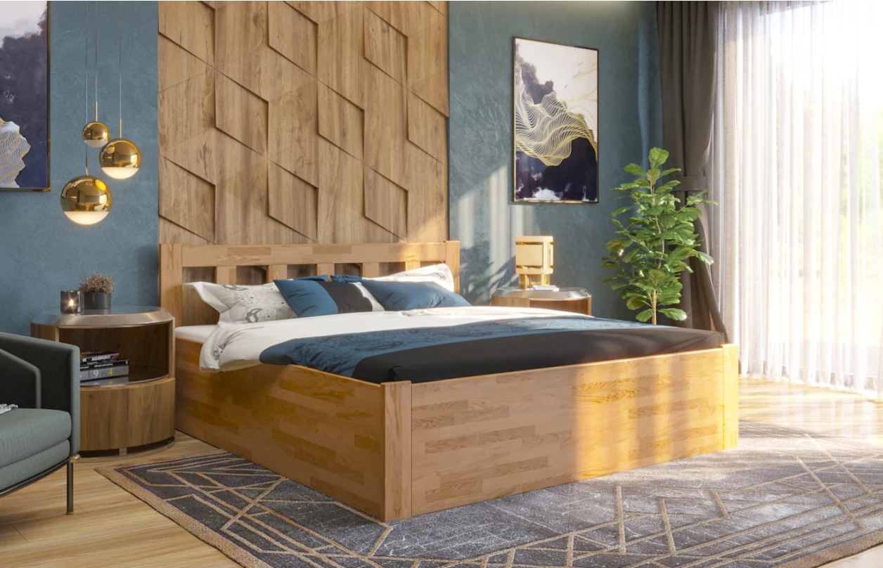 Posteľ s úložným priestorom Tema Box 180x200 cm, šedý buk 5