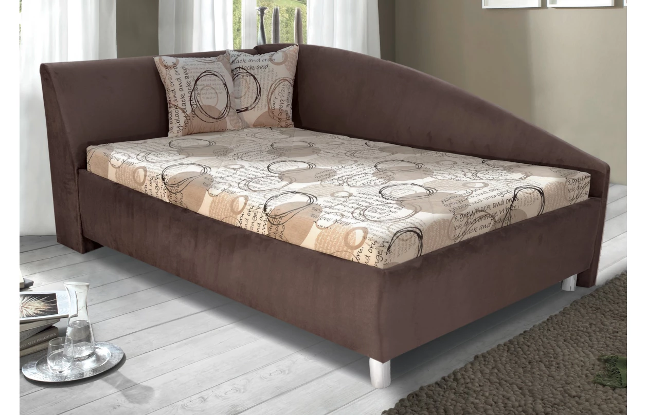 Rohová posteľ Andrew pravá 110x200 cm, tmavo šedá látka 6