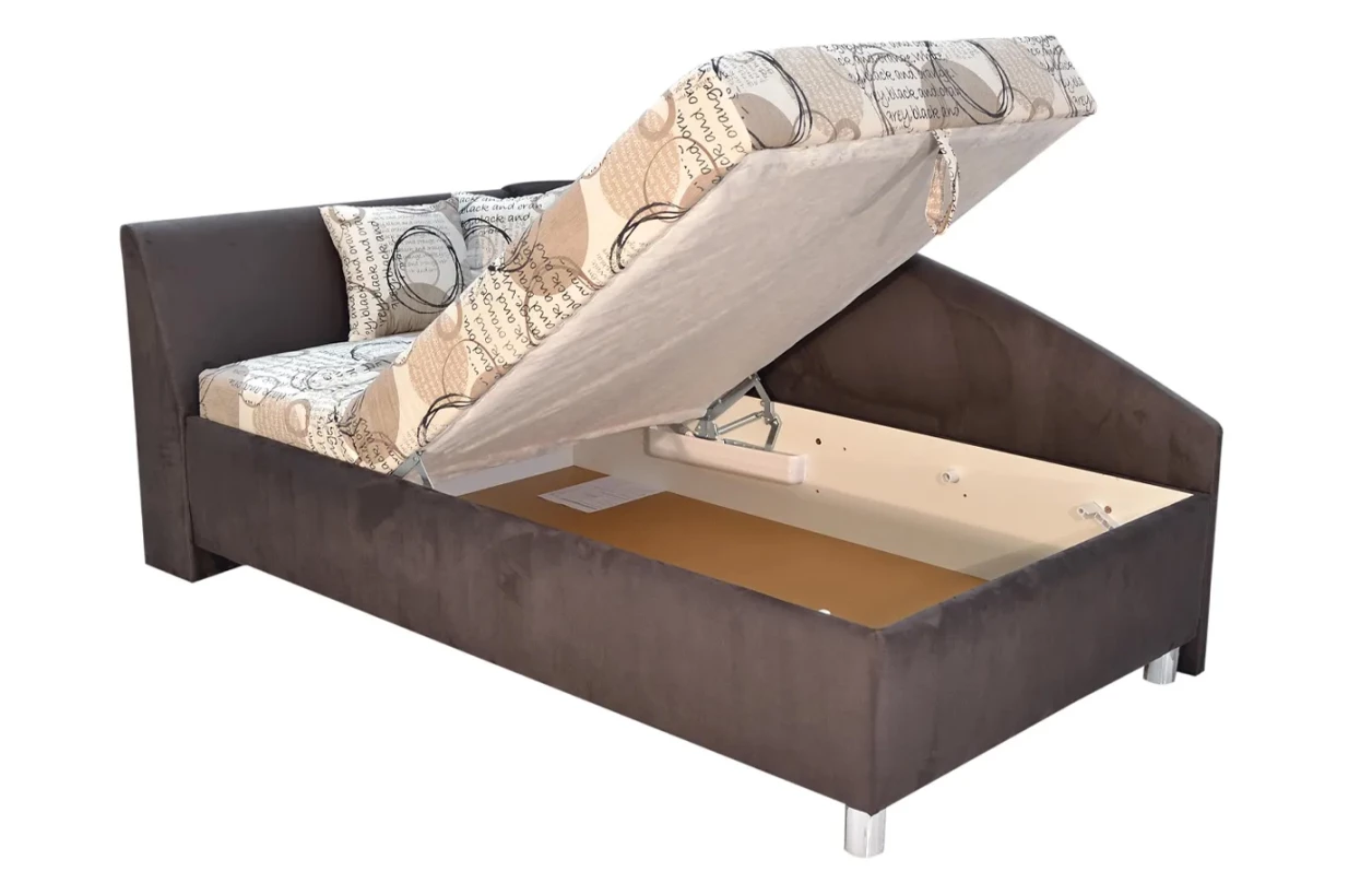 Rohová posteľ Andrew ľavá 110x200 cm, tmavo šedá látka 8