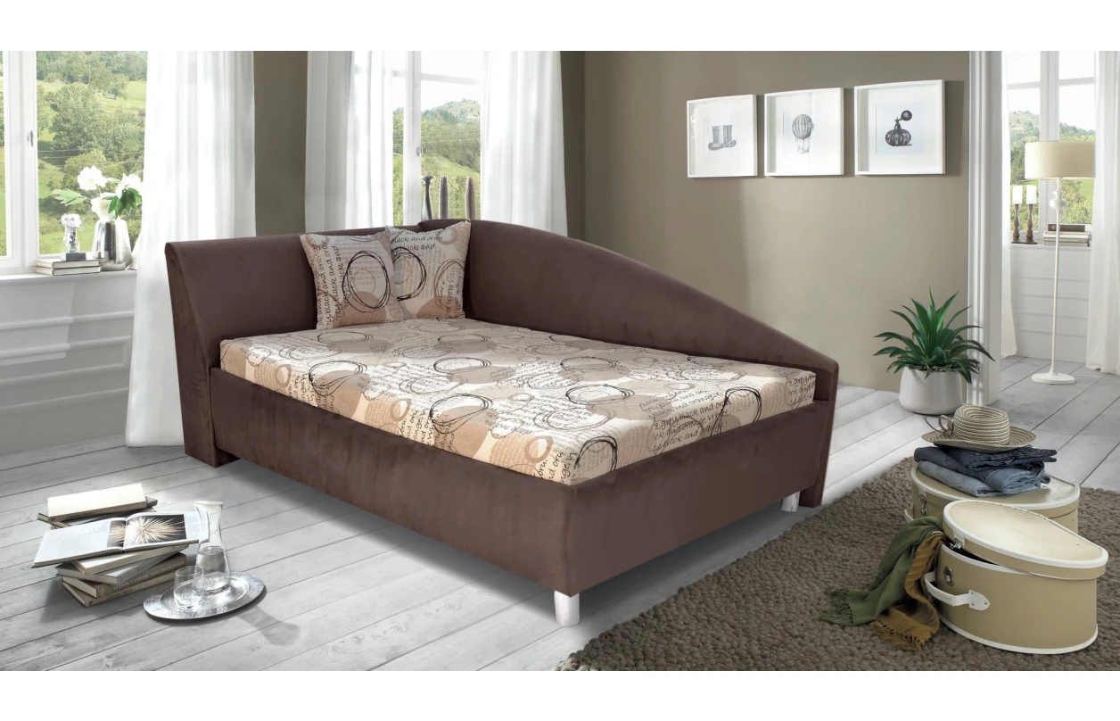 Rohová posteľ Andrew ľavá 110x200 cm, tmavo šedá látka 2