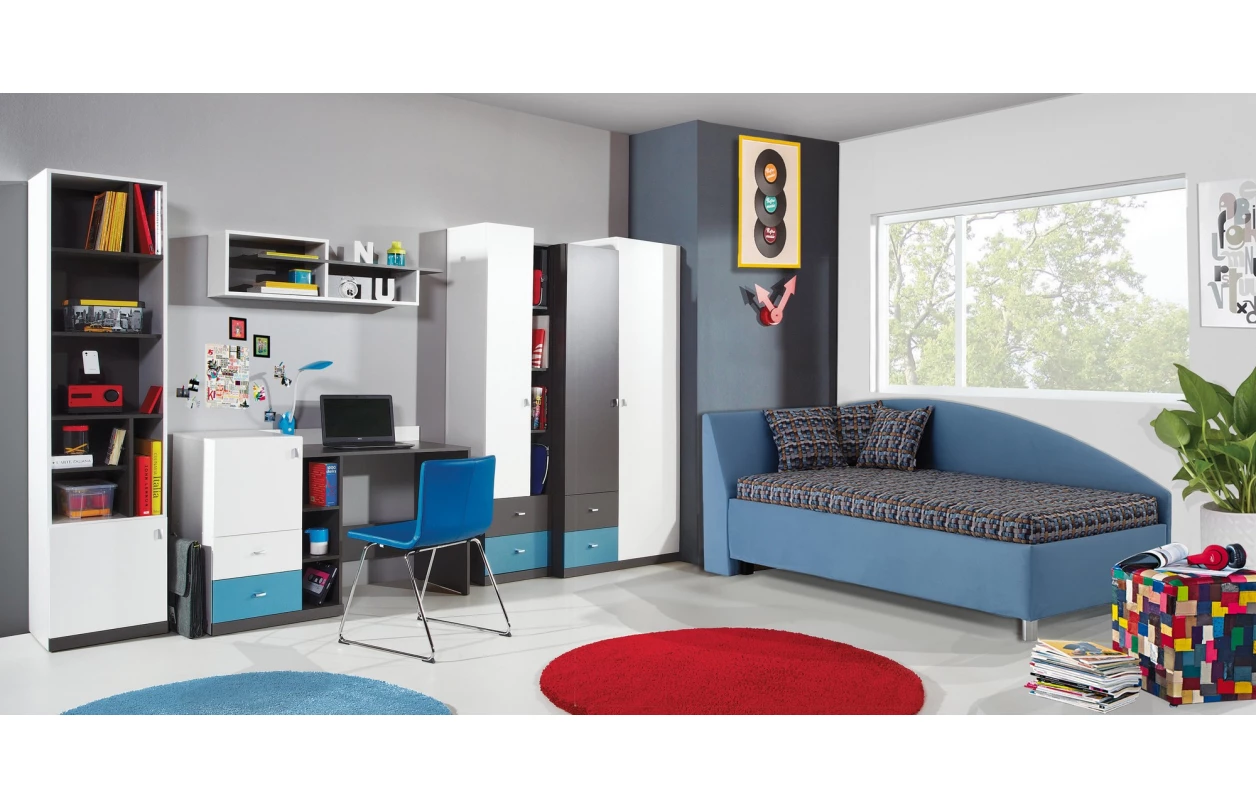 Rohová posteľ Andrew ľavá 110x200 cm, tmavo šedá látka 3