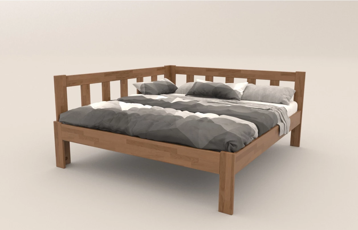 Rohová posteľ so zástenou vľavo Tema L 180x200 cm, prírodný buk 1