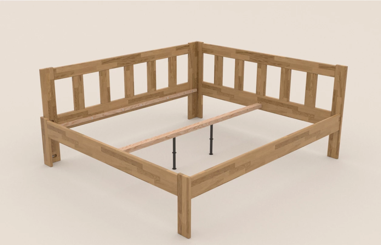 Rohová posteľ so zástenou vľavo Tema L 180x200 cm, prírodný buk 4