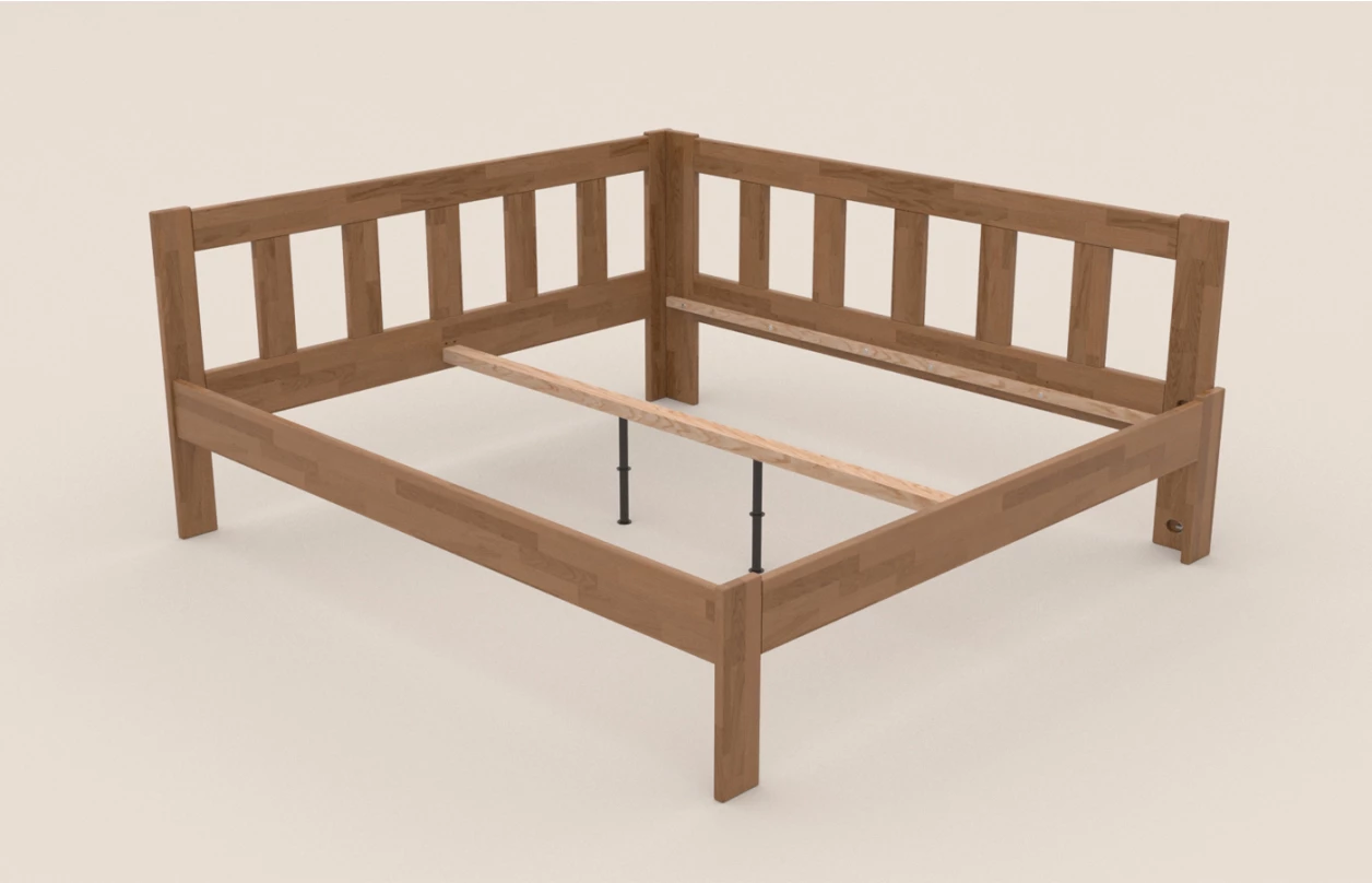 Rohová posteľ so zástenou vpravo Tema P 180x200 cm, prírodný buk 4