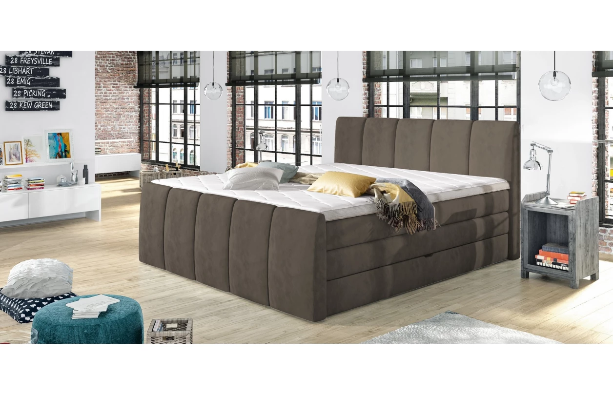 Posteľ boxspring Fresco 180x200 cm, petrolejová látka