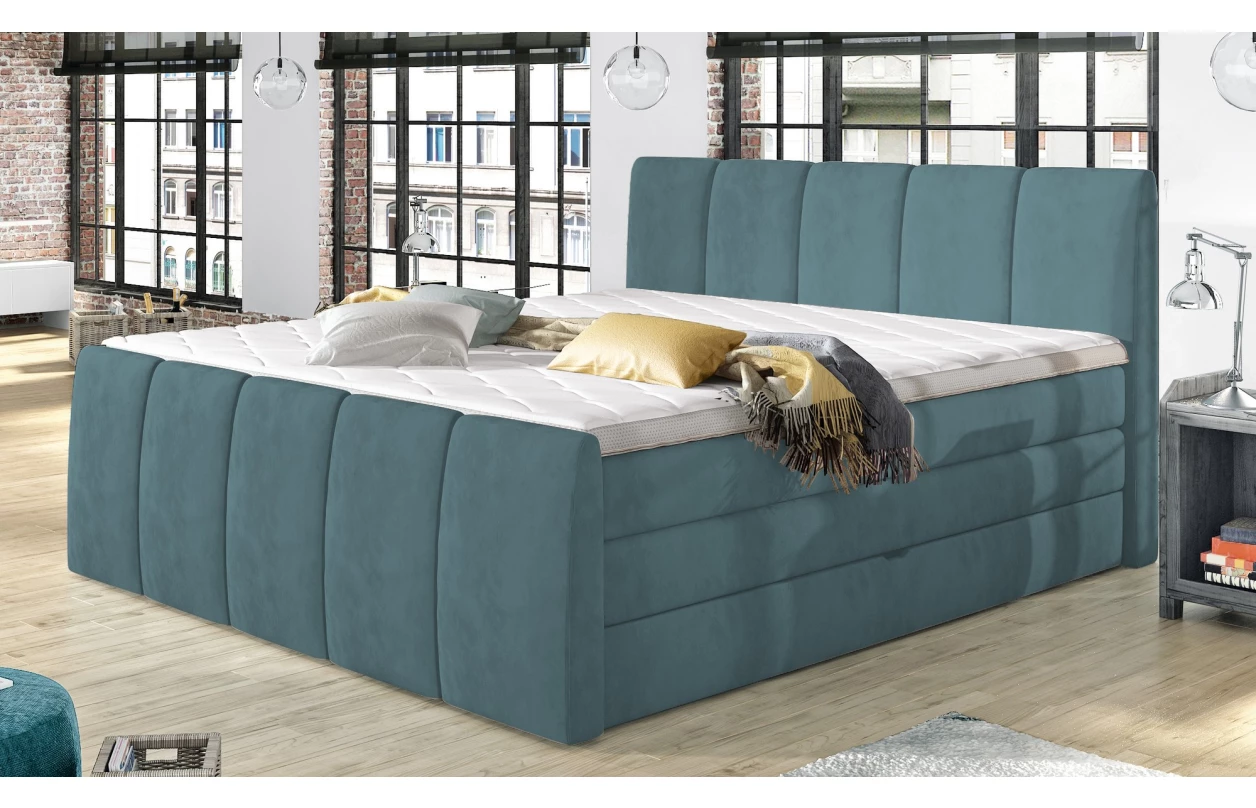 Posteľ boxspring Fresco 180x200 cm, petrolejová látka