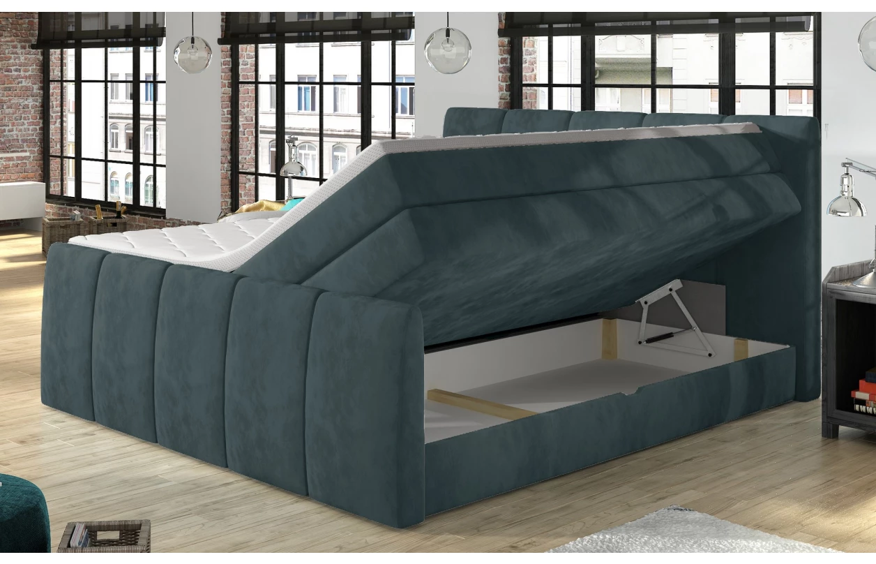 Posteľ boxspring Fresco 180x200 cm, petrolejová látka