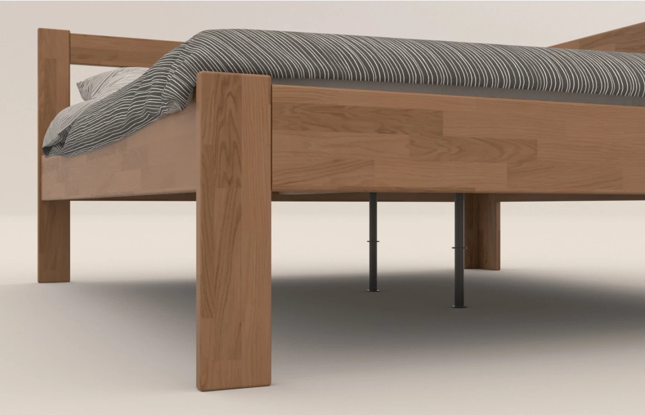 Rohová posteľ so zástenou vpravo Tema P 180x200 cm, šedý buk 2