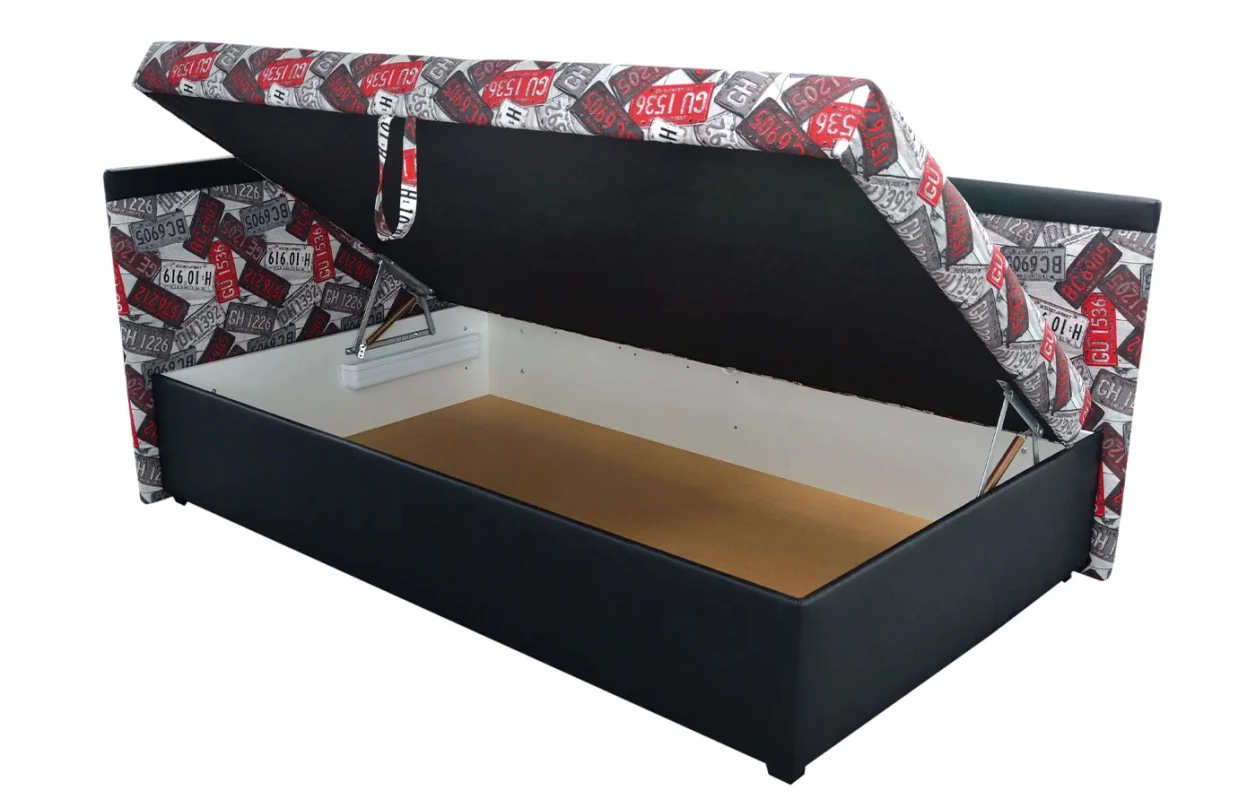 Rohová posteľ Travis pravá 120x200, šedá látka 1