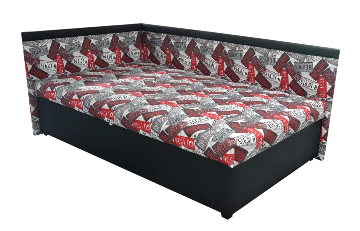 Rohová posteľ Travis pravá 120x200, šedá látka 2