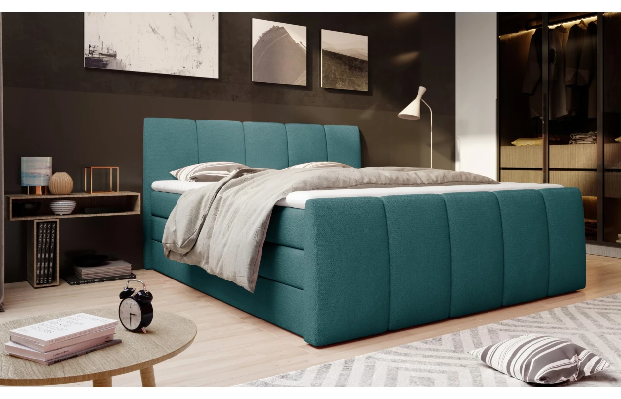 Posteľ boxspring Fresco 180x200 cm, tmavo šedá látka