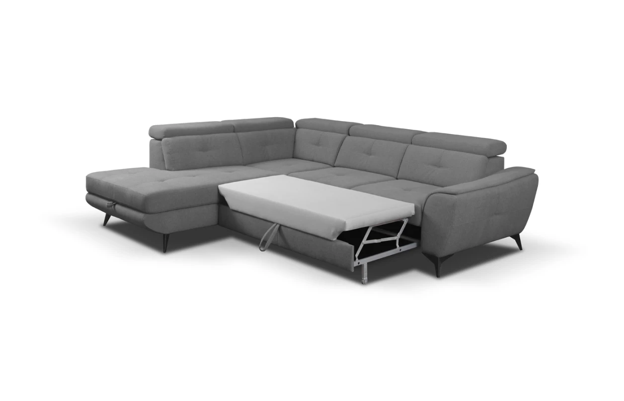 Rohová sedacia súprava Sergio, dymovo šedá látka, ľavý roh 2