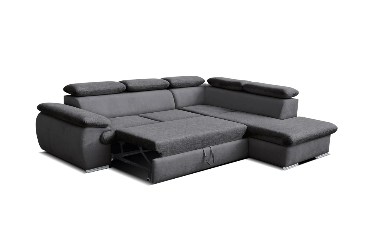 Rohová sedacia súprava Viera, svetlo šedá texturovaná látka, pravý roh 2