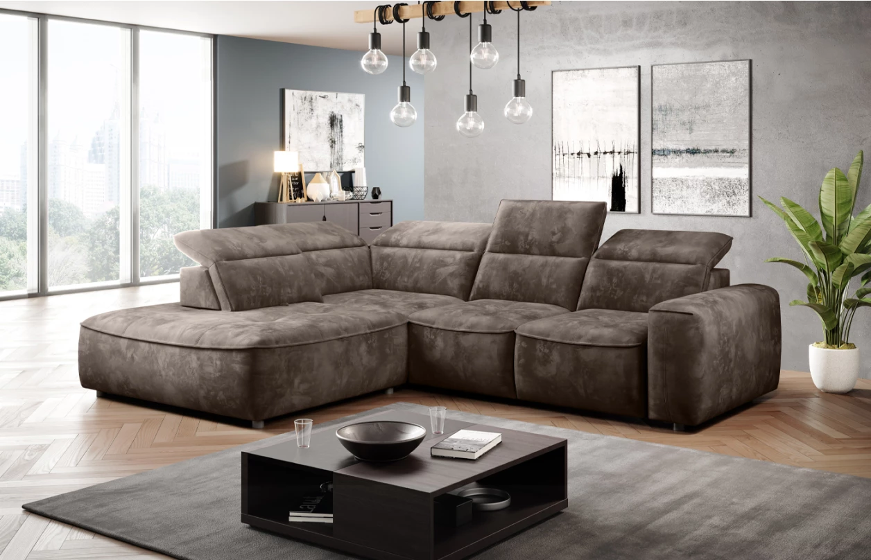 Rohová sedacia súprava Colombo, žltá látka, pravý roh 1