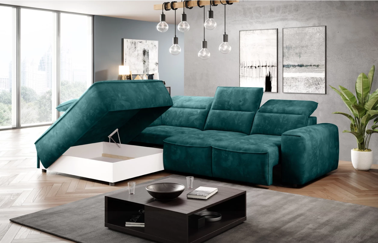 Rohová sedacia súprava Colombo, žltá látka, pravý roh 2