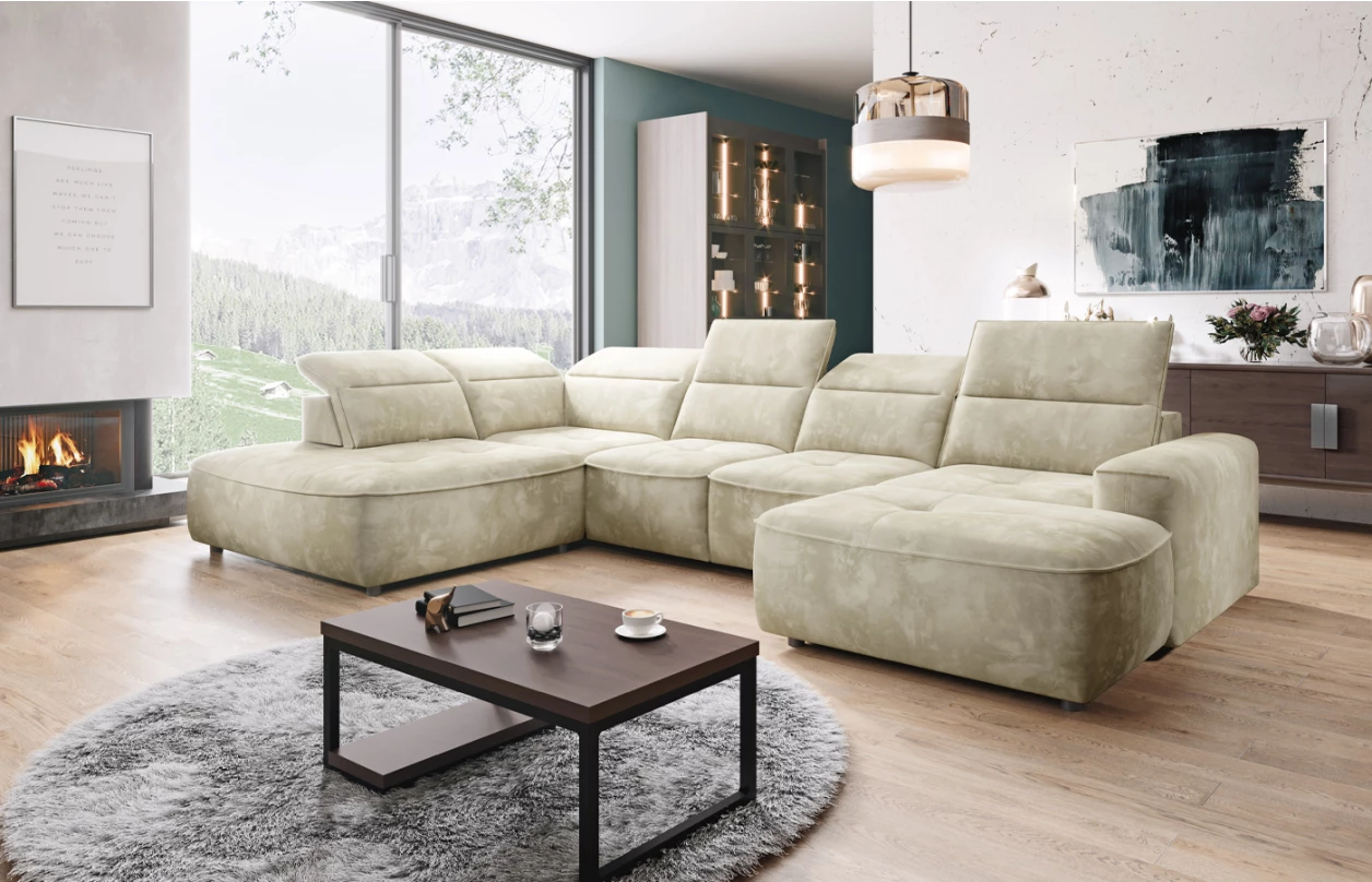 Rohová sedacia súprava Colombo, žltá látka, pravý roh 8