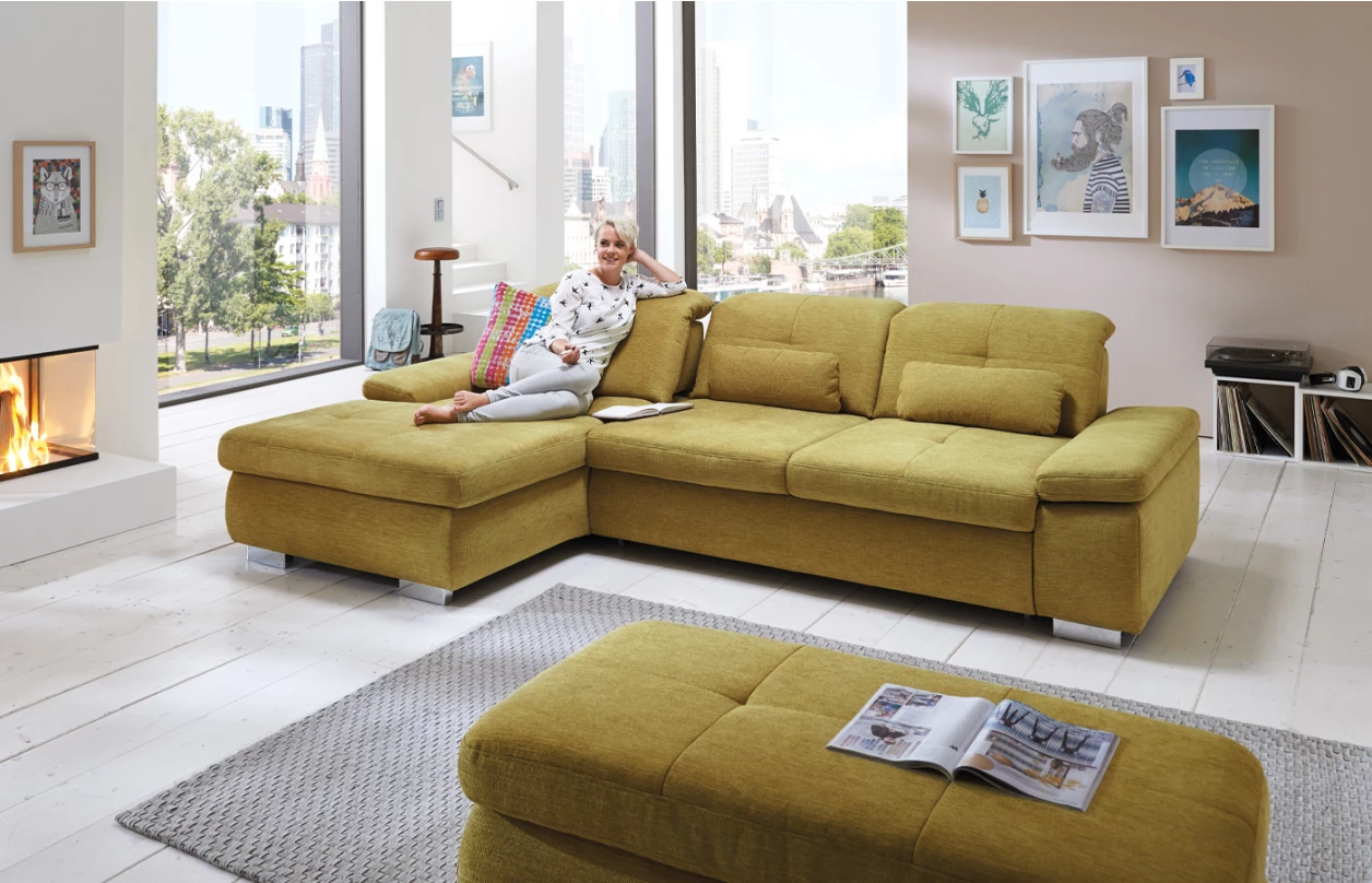 Sedacia súprava Alvaro, tvar U, antracitová látka, s funkciami 2