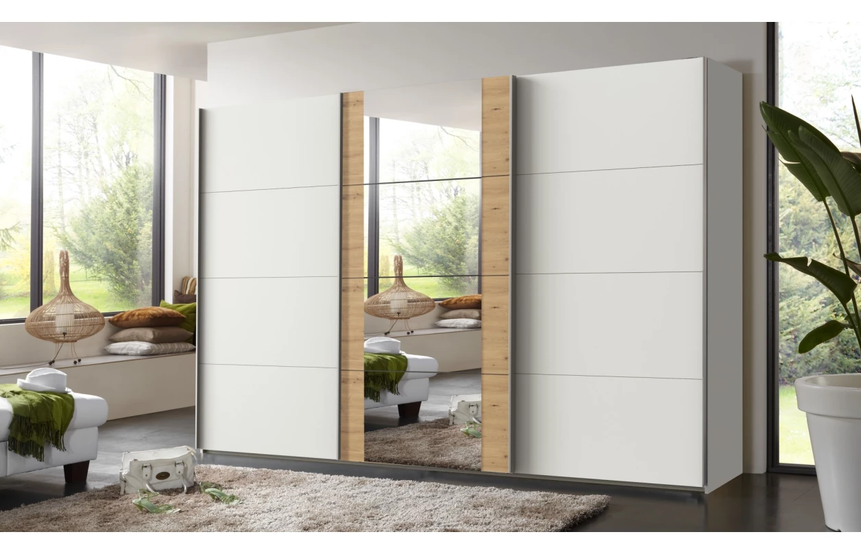 Šatníková skriňa Bern, šírka 225 cm/výška 208 cm, biela 6