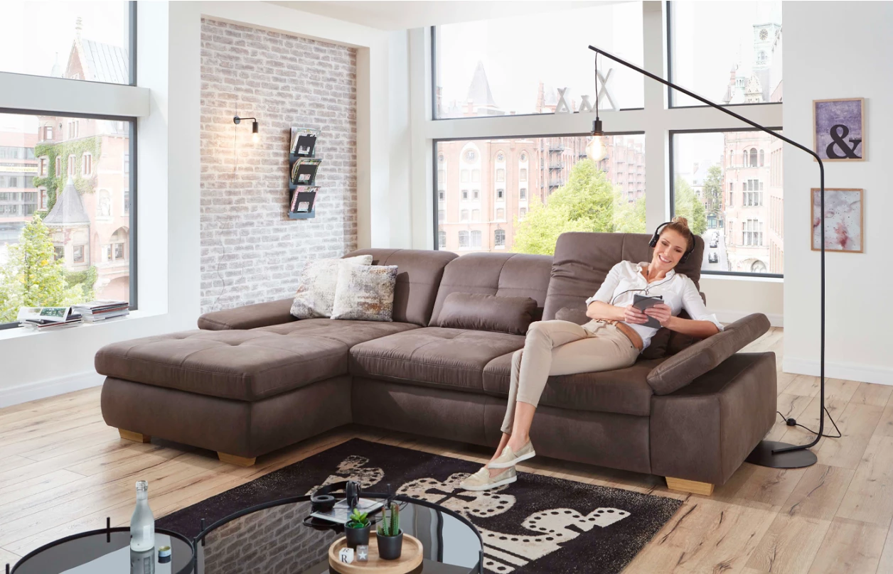 Sedacia súprava Alvaro, tvar U, antracitová látka, bez rozkladu 4